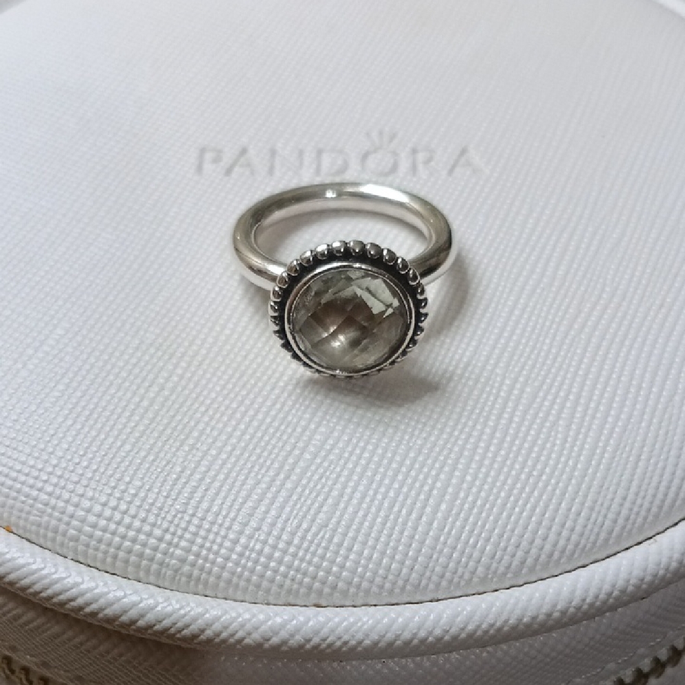 Pandora Vintage Stirling Silver And Green quartz Inspired Bloom Ring